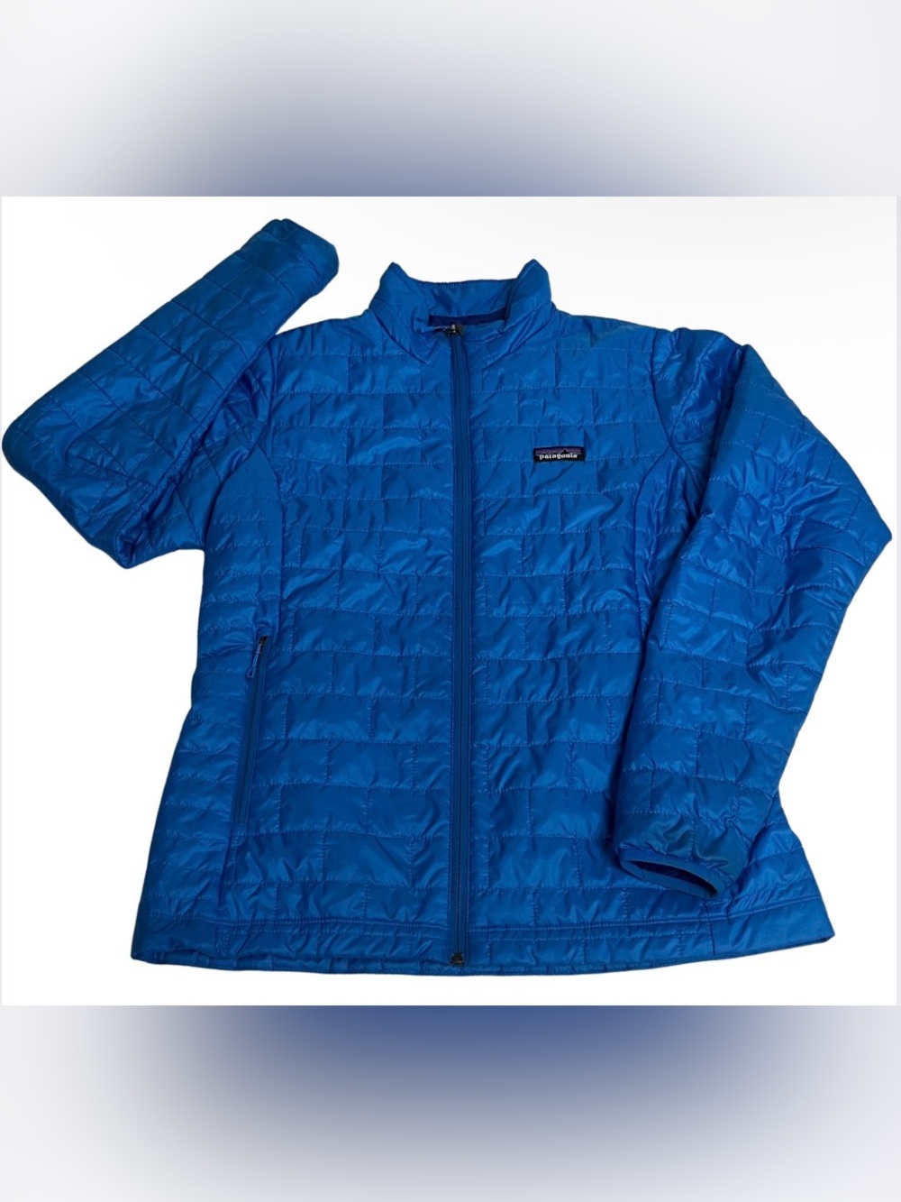Patagonia Womens Large Blue Nano Puff Full Zip PrimaLoft Quilted Jacket Outdoor